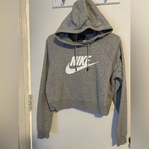 Nike crop long sleeve hoodie sweater with white lettering
